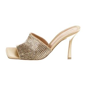 Bottega Veneta Sparkle Slide Stretch Satin Sandals – Cream